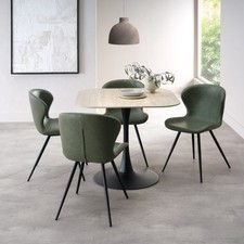 Carter Beige Ceramic Square Bistro Table with Black Base