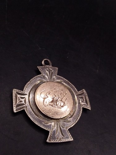 Antique silver watch fob - silver,