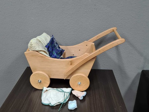 Massive wooden doll stroller - doll,