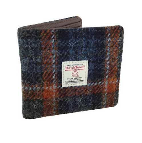 Navy and orange rust tartan - navy,
