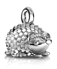 ONE STERLING SILVER HEDGEHOG CHARM / PENDANT, 10 X 8 MM