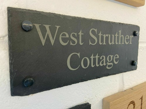 Rustic slate house gate sign - rustic,
