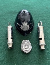 Metropolitan Police Whistle Brass Helmet Bell Badge Collectable Memorabilia