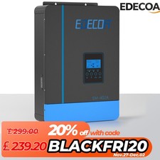EDECOA 4000W Solar Hybrid Inverter 24V/240V OFF Grid  MPPT 110A PV 55-450VDC