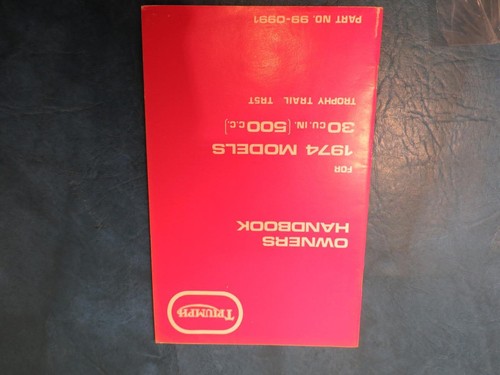 Triumph owners handbook for - triumph,