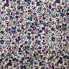 100% Cotton Needlecord - Pretty Purple Ditsy Floral Print Cord Clothing Fabric