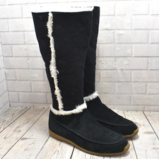 Womens O'Neill Black Suede Zip Up Low Heel Knee High Snow Boots UK 6.5 EUR 40