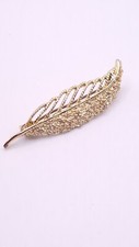 Vintage Gold Tone Leaf Brooch Signed Hollywood