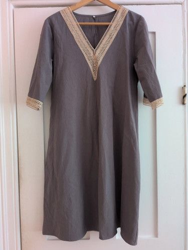 Grey crochet detail - , smock