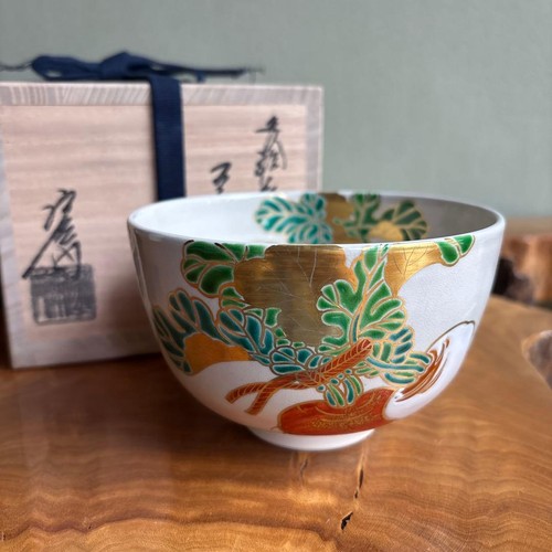 Japanese oshikoji ware chawan - oshikoji,