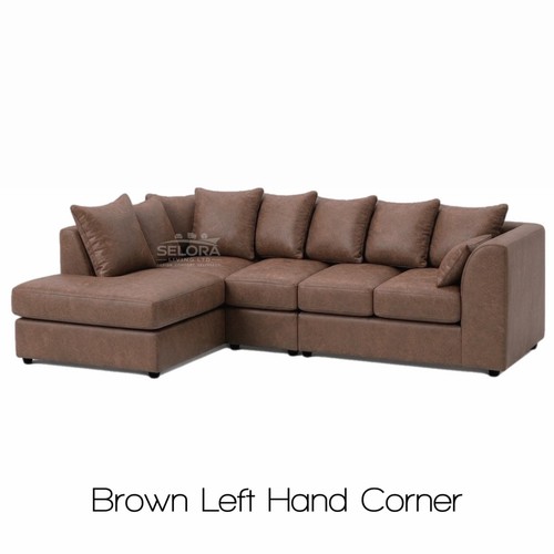 Black leather corner sofa - black,