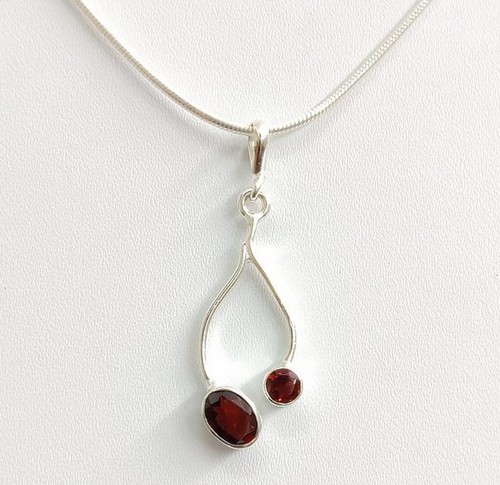 Garnet pendant necklace 925 - pendant,