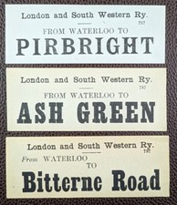 London & South Western Railway Luggage Labels Pirbright, Ash Green & Bitterne Rd