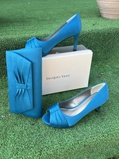 Jacques Vert  Wedding Shoes Bag Set Teal Blue Size UK 6 39 Occasion Sandals Heel