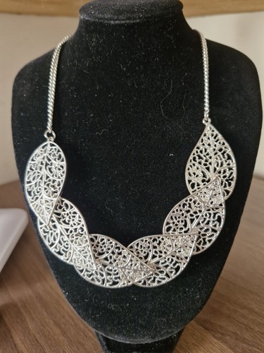 Silver tone bib statement - silver,