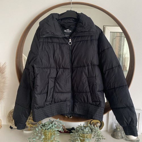 Hollister black puffer zip - hollister,
