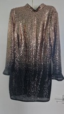 Lipsy London Glamorous Gold And Blac Sequence Dress