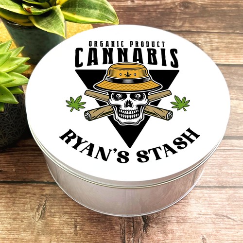Round skull cannabis leaf - round,