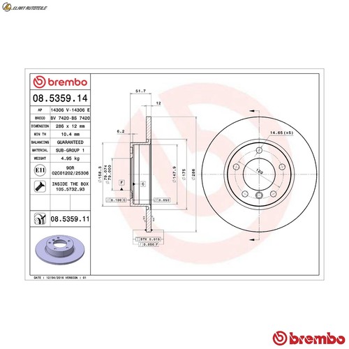 Brake discs 5359 11 for - discs,