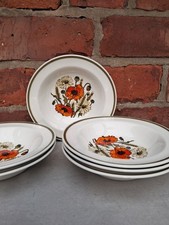 Matching set of six 1970's alfred meakin  pottery pudding bowls