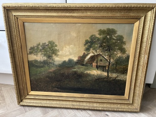 Antique oil painting landscape