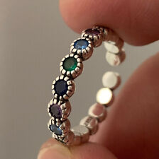 925 Sterling Silver Crystals Circles Adjustable Ring Womens Mens Girls Gifts