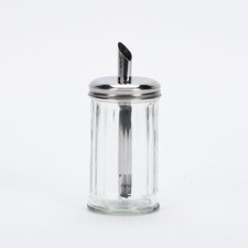 Classic Retro Cafe Glass Sugar Dispenser Pourer Shaker Large Stainless Steel