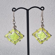 Vintage Silver Tone Lime Green