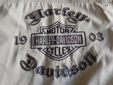 HARLEY DAVIDSON ☆ Vest Mens 2XL Beige Embroidered Bike Cut Off Shirt/Waistcoat ☆