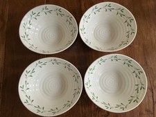 PORTMEIRION SOPHIE CONRAN MISTLETOE PATTERN GREEN WHITE 8” BOWLS X 4 NEW UNUSED