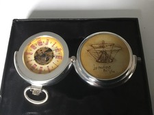 HERITAGE COLLECTION LEONARDO SILVER PLATED POCKET WATCH WORKING & CERTIFICATE