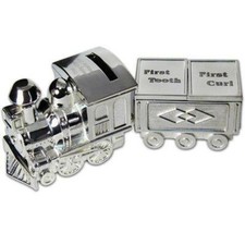 Personalised Engraved Silver-plated Train & Carriage Bank Money Box