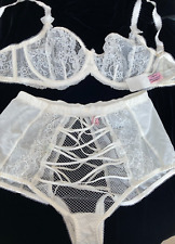 Agent Provocateur 36D bra big open rear briefs SET ivory ilya bridal NEW cream