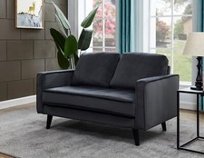 Amalfi 2 Grey Velvet Sofa - Compact 2 Seater sofas FREE, QUICK & EASY DELIVERY