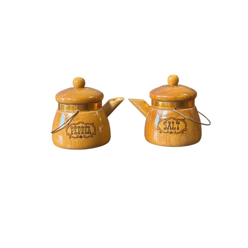 Vintage wooden tea kettle salt - wooden,