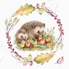 4 x Paper Napkins/33cm/3Ply/Decoupage/Animals/Wildlife/Fruit/Autumn/Hedgehogs