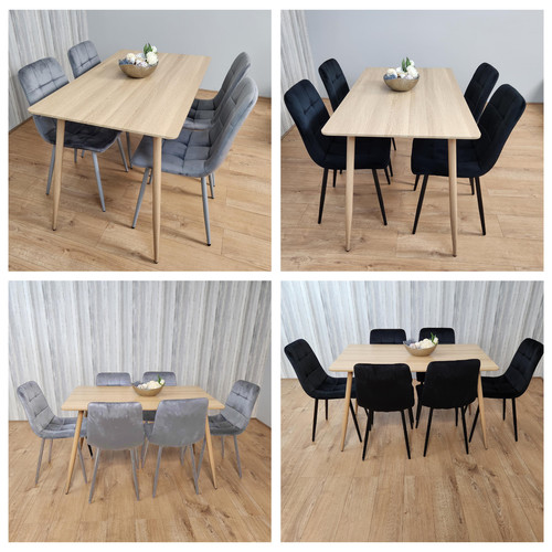Beige oak dining table - dining, 6