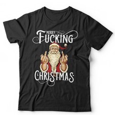Funny Adult Christmas T Shirt Unisex Merry F*cking Christmas Funny Bad Santa