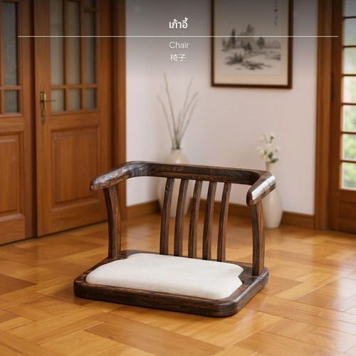Japanese armless wooden chair