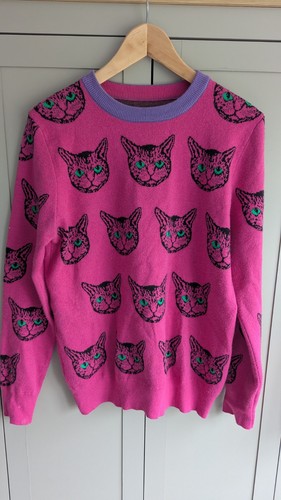 Quirky cat pattern knit jumper - quirky,