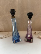 Pair of Val Saint Lambert vintage 1950's Crystal table lamps