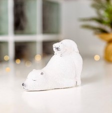 Polar Bear Family Christmas Decoration Cub Mum White Ornament Xmas Baby 10cm
