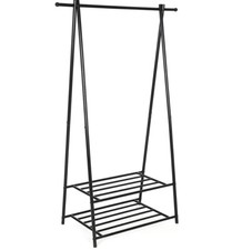 Space Saving Metal Frame Coat Stand / hall tree / clothes rack - Black 8-3-4