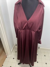 Zara Burgundy Satin Dress Size