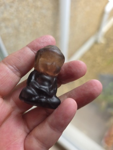 Smokey quartz crystal buddha - smokey,