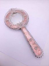 Vintage Murano Glass Mirror Venetian Hand Vanity Hanging Pink Clear Flowers