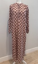 Roller Rabbit Paisley Print Caftan Dress Women’s S Pink Multi Side Slits Buttons