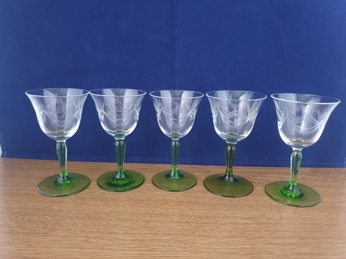 Vintage green stem - vintage, etched