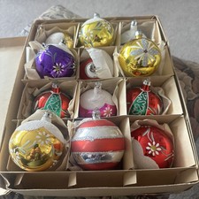 Large Vintage Mercury Glass  Christmas Ornaments German Poland in original box  