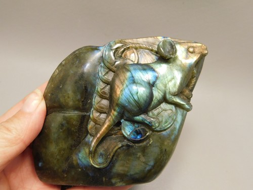 Mouse labradorite hand carved - labradorite, hand-carved